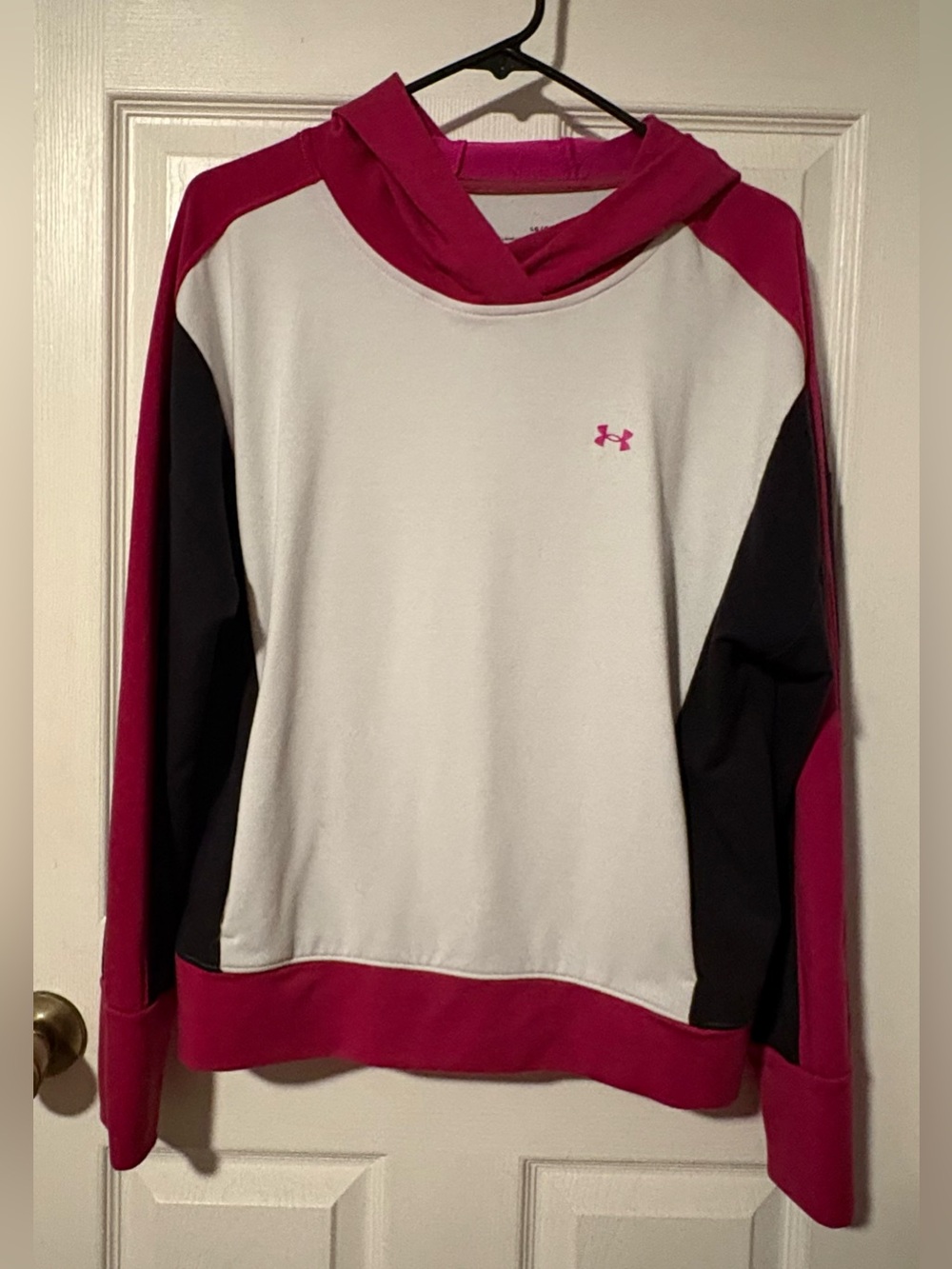 Under Armour White, Pink & Black Colorblock Hoodie